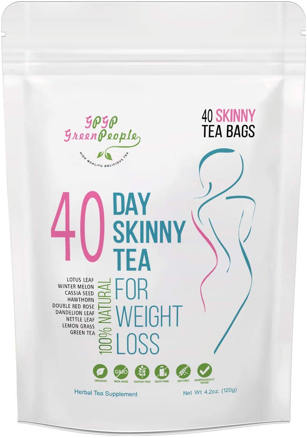 Detox Tea Diet Tea for Body Cleanse - 40 Day Weight Loss Tea for Women, Natural Ingredients, GPGP GreenPeople Skinny fit Tea for Slim, Belly Fat (40days)